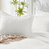 CozyLux Twin Comforter Set with Sheets 5 Pieces, White Seersucker Textured Bed in a Bag for Girls, Luxury Soft Bedding Set with Down Alternative Comforter, Sheets, Pillowcase & Sham for All Seasons CozyLux