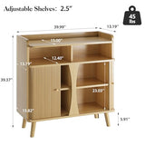 Decofy 39" Buffet Sideboard Cabinet, Mid Century Modern Console Cabinet with Roller Shutter Sliding Doors & Adjustable Shelves for Kitchen Cabinets, Living Room, Entryway, Coffee Bar Cabinet (Oak) Decofy
