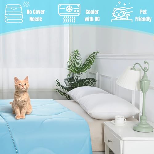 ELNIDO QUEEN Cooling Comforter for Hot Sleepers, Summer Cooling Blanket Twin Size for Night Sweats, Q-Max 0.45 Breathable All-Season Lightweight Blanket, (68x90 inch，Blue ELNIDO QUEEN