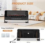 Electric Fireplace Heater for Indoor Use, Floor or Wall Electric Space Heater, 1500W 3D Flame Effect with Remote Control 12H Timer, Portable Air Conditioning Heater, Easy-Mount for Bedroom Office HUNKING