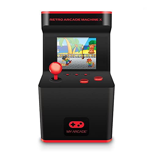 My Arcade Retro Arcade Machine X Playable Mini Arcade: 300 Retro Style Games Built In, 5.75 Inch Tall, AA Battery Powered, 2.5 Inch Color Display, Illuminated Buttons, Speaker, Volume Control My Arcade