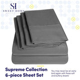 King Size Bed Sheets - 6 Piece 1500 Supreme Collection Fine Brushed Microfiber Deep Pocket King Sheet Set Bedding - 2 Extra Pillow Cases, Great Value, King, Gray Sweet Home Collection