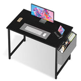 NEWBULIG 40 Inch Computer Desk Home Office Desks for Bedroom Writing Gaming Work Study Table with Storage Bag for Small Spaces, Modern Workstation in Matte Black NEWBULIG