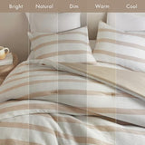 Madison Park Essentials Striped Comforter Set King/Cal King Size, Yarn-Dyed Reversible Comforter with Minimalist Stripes, Crinkled Texture Bedding Set for All-Season Lightweight Warmth, Merritt Taupe Madison Park