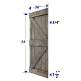 ISLIFE 2 Sets 36in X 84in K Series DIY Solid Wood Interior Sliding Barn Door with 6FT Hardware Kit +2Handles(Smoky Gray, 72in. x 84in.) ISLIFE