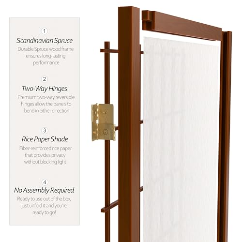 3 ft. Short Window Pane Shoji Screen - Walnut - 3 Panels Red Lantern