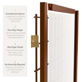 3 ft. Short Window Pane Shoji Screen - Walnut - 3 Panels Red Lantern