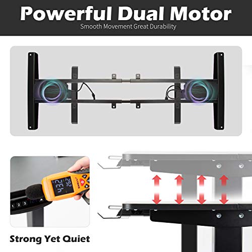 OUTFINE Heavy Duty Dual Motor Height Adjustable Standing Desk Electric Dual Motor Home Office Stand Up Computer Workstation(Black, 55") Desktop Load up to 220lbs - WoodArtSupply