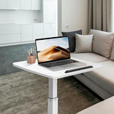 JSJCCTESK Mobile Standing Desk with 45° Tilting Desktop, Portable Rolling Standing, Height Adjustable Sit Stand Foldable with Wheels, Mobile Desk Workstation for Home Office (White, Large) JSJCCTESK