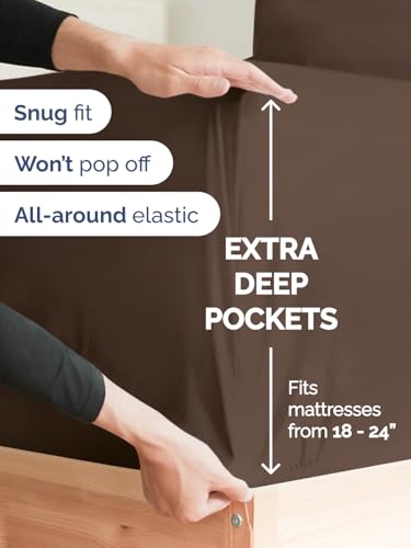 Extra Deep King Sheet Set - 6 Piece Breathable and Cooling Sheets - Hotel Luxury Bedding for Women, Men, Kids & Teens - Easy & Secure Fit - Soft, Wrinkle Free and Comfy - Extra Deep Pockets - Brown CGK Unlimited