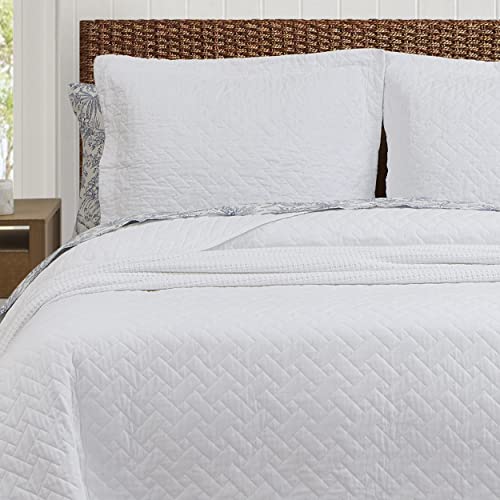 Tommy Bahama - King Quilt Set, Soft Bedding with Matching Shams, Cozy Bedspread, Bedding Set for All Seasons (Chevron White, King) Tommy Bahama