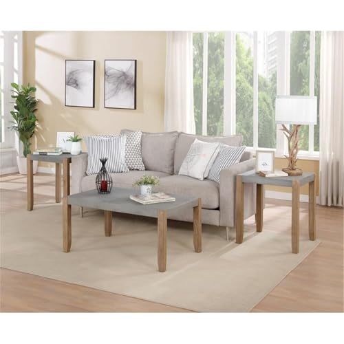Alaterre Furniture Newport Living Room Collection – 36” x 24” Rustic Industrial Small Coffee Table with Faux Concrete Top Finish and Light Amber Solid Wood Legs (Concrete Gray) Alaterre Furniture