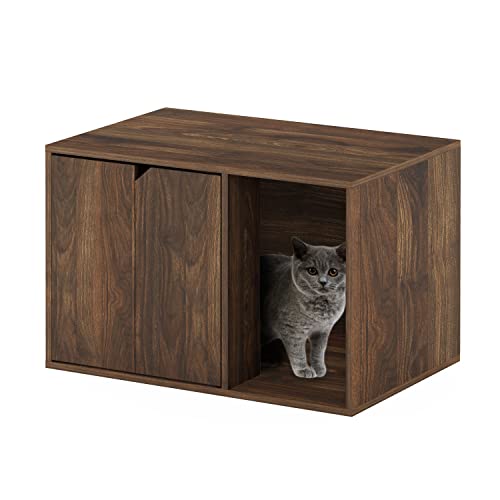 Furinno Peli Litter Box Enclosure, Small, Columbia Walnut - WoodArtSupply