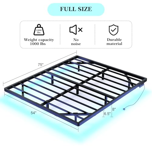 Awesofurni Floating Bed Frame Full Size with Smart LED Lights and Charging Station, Heavy Duty Modern Metal Platform Bed No Box Spring Needed - Easy Assembly and Noise Free Awesofurni