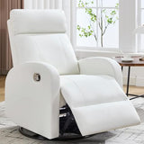 HOMYKA Swivel Rocker Recliner Chair, Manual Faux Leather Recliner, Glider Rocking Recliners 360°Swivel Nursery Reclining Chairs with Adjustable Headrest Highback for Living Room, White