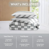 Regency Heights Reversible Striped King Comforter Set, Soft Microfiber Bedding Set with Double-Sided Stripes Design, Warm & Cozy for All-Seasons, 3-Piece Comforter and Shams Set King Size, Grey Regency Heights