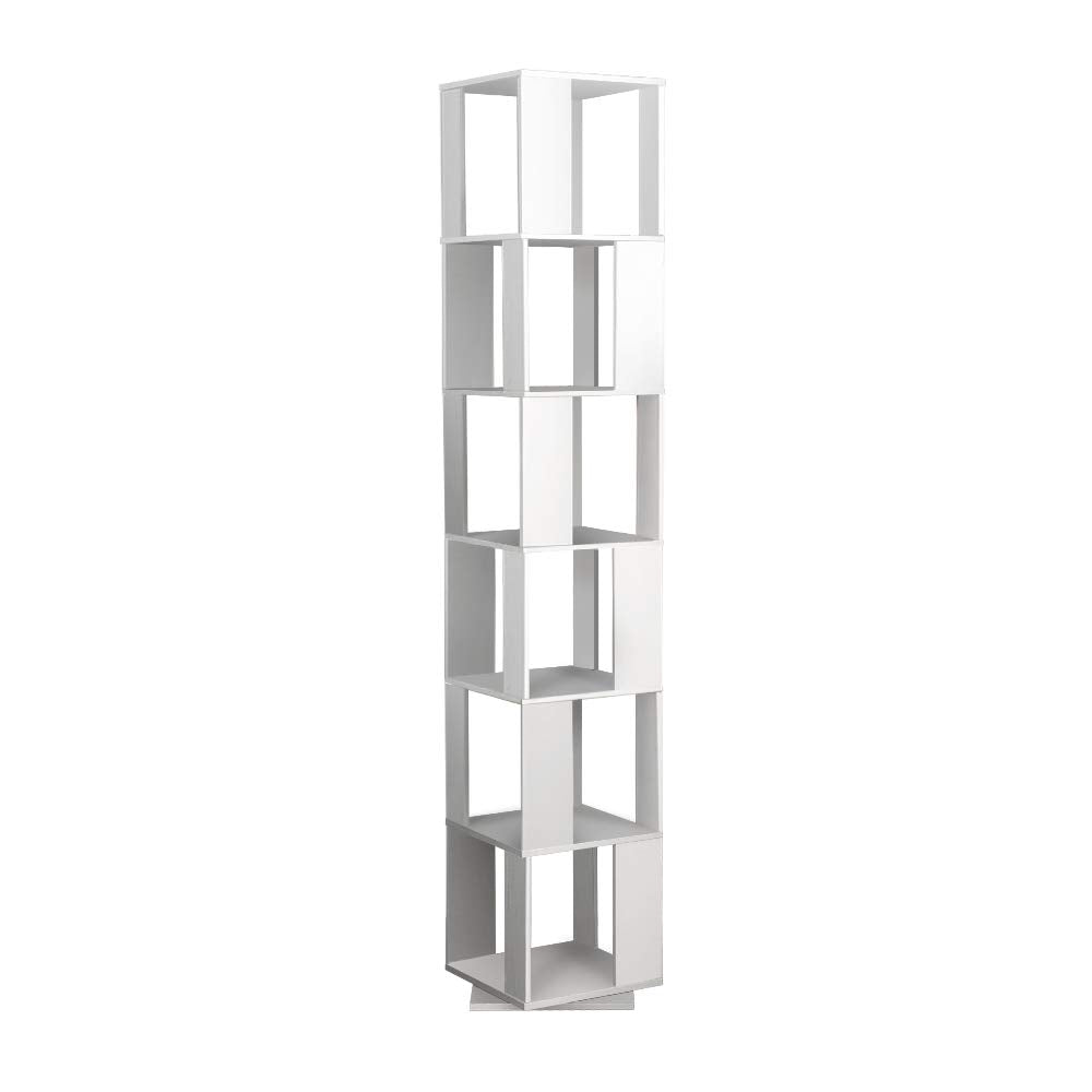 4HOMART Rotating Bookshelf - Stylish White Multi-Functional Floor Rack for Living Room and Students - WoodArtSupply