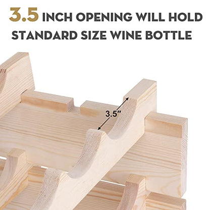 Smartxchoices Stackable Modular Wine Rack 96 Bottle Wooden Wine Storage Rack Freestanding Wine Holder Display Shelves, Wobble-Free, Solid Wood, - WoodArtSupply