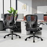 FINATI Office Chair Ergonomic Desk Chair, Adjustable Lumbar Support Rolling Swivel Comfy Chair with Space-Saving Flip Up Armrests, Breathable Mesh Gaming Chair for Business Work Office & Home, Black FINATI