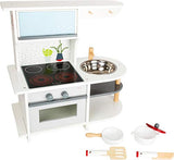 Small Foot Wooden Toys Graceful Children's Play Kitchen with Range, Oven, Kitchen Sink, and Accessories Designed for Children Ages 3+, Multi Small Foot