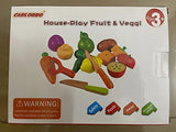 CARLORBO Wooden Toys Food for Kids Kitchen - Play Food Cutting Fruits and Vegetables Set for Pretend Role Play CARLORBO