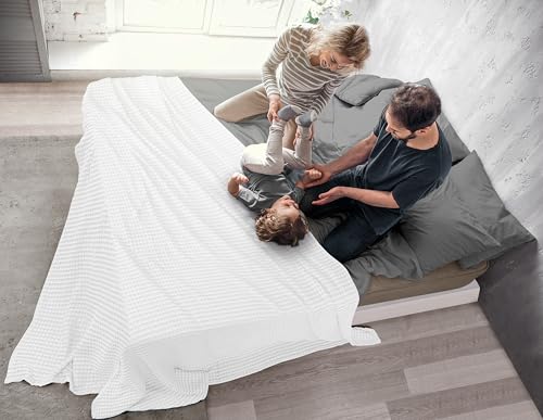 Utopia Bedding White 100% Cotton Waffle Blanket 300 GSM [King - 90x108 Inch] Soft Lightweight Breathable Bed Blanket for All Season Utopia Bedding