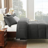 CozyLux Queen Comforter Set - Dark Grey Comforter Queen Size, 3 Pieces Box Stitched Bed Set for All Seasons, Soft Lightweight Bedding Sets with 1 Down Alternative Comforter and 2 Pillow Shams CozyLux