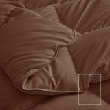 zzlamb Lightweight Feather Down Comforter Brown, All Season Warm Duvet Insert for Queen Bed, Durable Cotton-Blended Down Proof Shell Duvet with Corner Tabs, Queen Size 90''x90'' Brown zzlamb