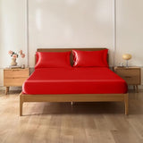 VACVELT 2-Piece Satin Fitted Sheet Set Twin Size, Red Bottom Bed Sheet with 1 Pillowcase, Similar to Silk Sheets, Luxury & Silky Bedding Set, 15 Inch Deep Pocket VACVELT