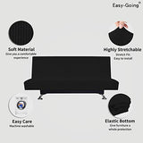 Easy-Going Stretch Futon Slipcover Armless Futon Bed Cover Furniture Protector Without Armrests with Elastic Bottom for Kids, Soft Jacquard Fabric Small Checks (Large, Black) Easy-Going