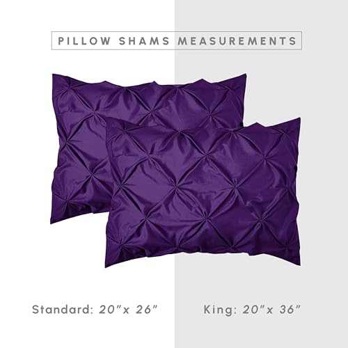 Elegant Comfort 8-Piece Pinch Pleated Comforter Set - All Season Complete Bed in a Bag, Includes 4pc Smart Sheet Set, Bed Skirt, Comforter, Matching Pillowcases and Shams, King/Cal King, Purple Elegant Comfort
