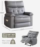 GarveeHome Oversized Recliner Chair - Faux PU Leather Manual Recliner for Adults, Lazy Chair with 1.5X Sponge Comfort Arm and Back for Living Room, Bedroom