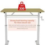 roomfitters 40" Adjustable Height Study Desk – Compact Multi-Purpose Desk, Manual Crank Standing Desk with 330 lbs Load Capacity, Natural Wood roomfitters