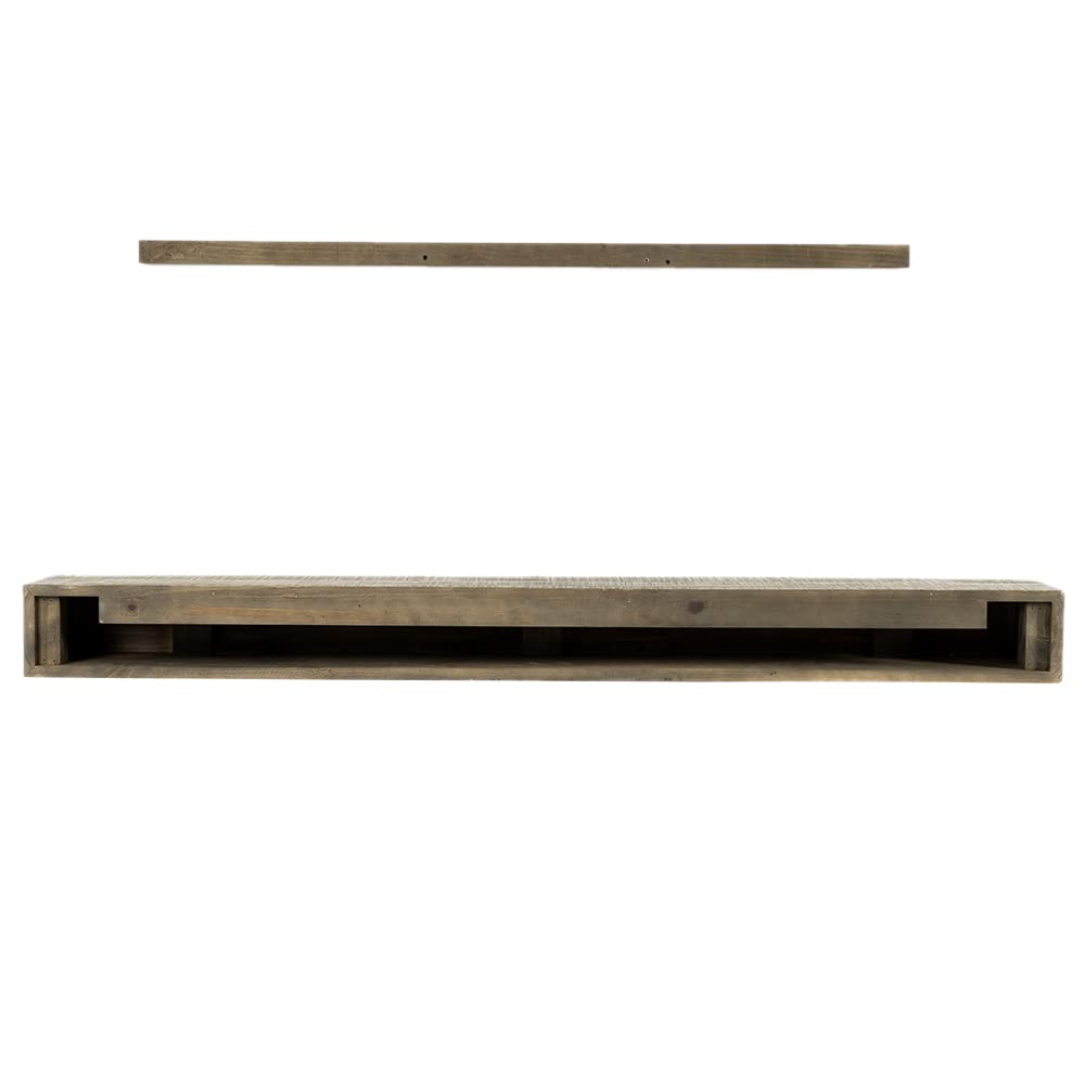 Country Living Wood Fireplace Mantel Shelf - Stockbridge 60 Inch Beach Sand Finish | Rustic Distressed Pine Beam with Hand-Hewn Details; for Fireplaces, Hearths & Décor Country Living