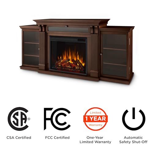 Real Flame Calie 67" Electric Fireplace TV Stand for TVs up to 65 inches, Entertainment Center with Adjustable Shelves and Storage, TV Stand for Living Room and Bedroom, Remote Control, Timer Real Flame