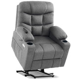 Tami Tami Dual Motor Power Lift Chair Recliner for Elderly with Massage and Heat, Infinite Position Electric Lift Recliner with USB A&C, Cup Holders (T6012 - Linen Fabric, Gray, Medium)