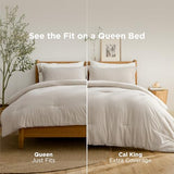 Bedsure Queen Comforter Set - Beige Soft Bedding for All Seasons, Cationic Dyed Bed Set, 3 Pieces, 1 Queen Size Comforter (90"x90") and 2 Pillow Shams (20"x26"+2") Bedsure