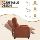 Yaheetech Corduroy Recliner Chair Set of 2, Upholstered Reclining Sofa Chair with Pocket Springs for Living Room, Home Theater Seating with Thicker Seat Cushion, Brick Red