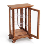 Odoria Dollhouse Display Cabinet Miniature: 1/12 Scale Mirrored Storage for Vintage Living Room - Mini Brown Curio Cabinets - Tiny Wood Furniture Odoria