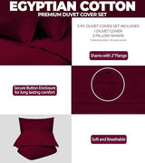Superior Combed Cotton, 300 Thread Count 2 Piece Duvet Cover Set with 1 Pillow Sham, Single Ply Cotton, Soft and Luxurious Bedding Sets - Twin Duvet Cover, Burgundy Superior