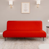 LANE LINEN Armless Futon Cover - Easy to Install Stretch Sofa Bed Slipcover, Soft Elastic Textured Full Size Cover, RV Couch Protector, Machine Washable - Red LANE LINEN