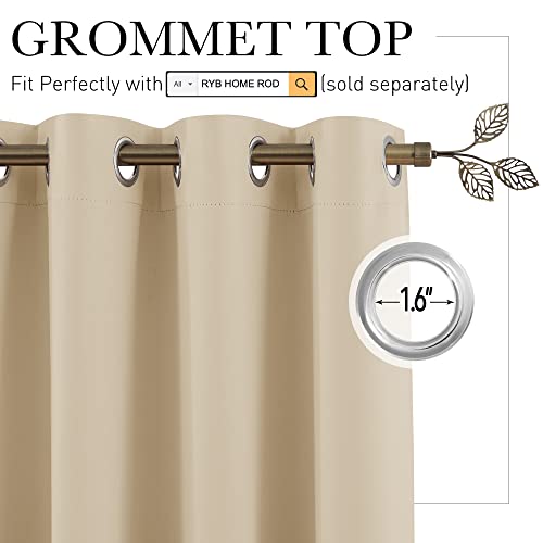 RYB HOME Wall Divider Curtain for Living Room, Noise Reduction Privacy Curtain with Anti-Rust Grommet Top Blackout Curtain for Bedroom/Kids Room, 7 ft Tall x 8.3 ft Wide, Cream Beige, 1 Pack RYB HOME