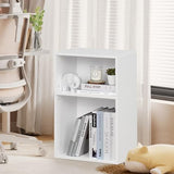 YAHARBO 2 Cube Bookshelf, White Record Player Stand with Vinyl Storage Up to 100 Albums, Horizontal Low Book Shelf, Mini Bookcase with Storage Organizer, Small Turntable Stand for Living Room, Bedroom YAHARBO