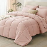CozyLux Full Size Comforter Sets Blush Pink - 7 Pieces Bed in a Bag Full, Oeko-Tex Certified Bed Set, All Season Soft Bedding Set with Down Alternative Comforter, Sheets, Pillowcases & Pillow Shams CozyLux