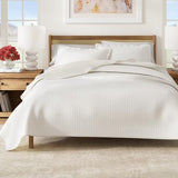 Great Bay Home Twin/Twin XL Quilt Bedding Set, 2-Piece Lightweight Summer Channel Stitch Quilt Set with Shams, Ultra Soft White Bedspreads, Quilted Bedding Coverlets for All Seasons Great Bay Home