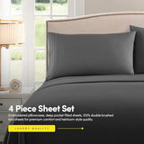 1500 Supreme Collection Full Sheet Sets Gray - Luxury Hotel Bed Sheets and Pillowcase Set for Full Mattress - Extra Soft, Elastic Corner Straps, Deep Pocket Sheets, Full Gray Sweet Home Collection