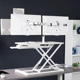 VIVO Height Adjustable 32 inch Standing Desk Converter with Dual 13 to 30 inch Monitor Stand, Sit Stand Monitor Mount and Desk Riser, White, DESK-V000K-M2W VIVO