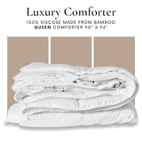Bamboo Bay All Season Queen Size Comforter, 100% Viscose Made from Bamboo, Soft Quilted Down Alternative Duvet Insert with Corner Tabs, Breathable Cooling Bedding, 90 x 94 Inch Bamboo Bay