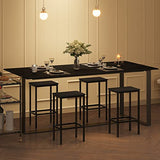 MAHANCRIS Bar Stools, Set of 2 Bar Chairs with Footrest, 2-Piece Dining Stools, 25.8-Inch Height, Rectangular Industrial Bar Stools, Strong Metal Frame, for Dining Room, Kitchen, Black BAHB0101 MAHANCRIS