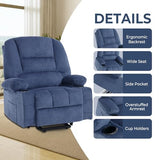 KCQ Overstuffed Electric Recliner Chairs for Adults with Cup Holder and USB Port, Fabric Power Lift Recliner Chair with Heat and Massage for Elderly Seniors, Blue